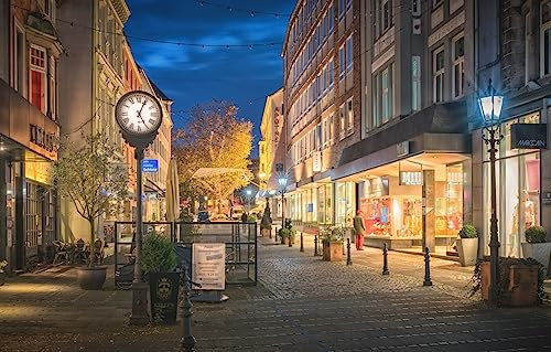 Puzzel Für Erwachsene 1000 Teile, Deutschland Kiel Abend Straßenlaternen Holz Puzzle 75X50Cm