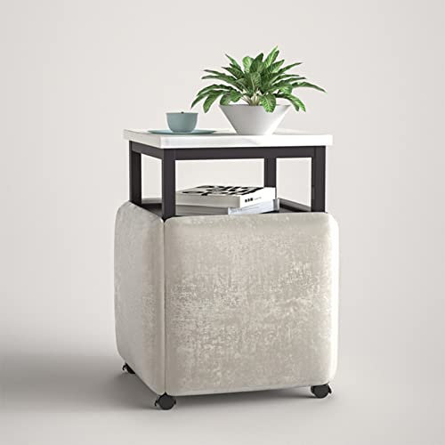 5-in-1-Kombinations-Esstisch mit 4 Hockern, platzsparender Beistelltisch, stapelbarer osmanischer Hocker, Fußstütze, kreatives Würfelsofa, Stuhl und Tisch für Zuhause (Farbe: Hellgrau, Größ