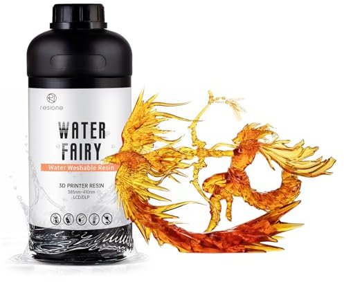 RESIONE Wasserwaschbares Resin for 3D Drucker - Flüssiges 405-nm-Hochgeschwindigkeitsdruckharz mit Rissfrei und Feuchtigkeitsbeständig - 3D-Druckerharz Nahezu Geruchlos –Flammendes Orange 1000g