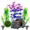 BEGONDIS Unterwasser-Autowrack mit 8 Stück Kunststoff Pflanze Set Künstliche Polyresin Aquarium Ornament Aquatische Modell Dekoration Fisch Tank Marine Decor Ornamente