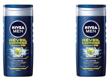 Nivea Men Gel Douche Réveil Express 3en1 250 ml (Lot de 2)