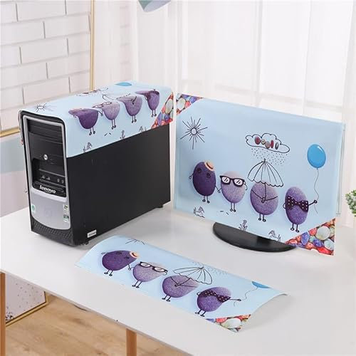 Hixingo 3 Pieces Set Computer Dirt-proof Cover, Desktop PC Dust Cover Protector Computer Screen Display Protective for 19-32 inch PC, Desktop and TV (Black Stone,27 inches)
