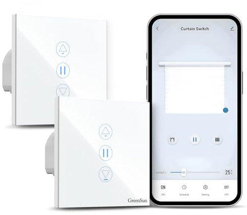 Interruptor WIFI, GreenSun Interruptor de Cortina, Interruptor de Sensor Táctil WIFI Inteligente, Compatible con Alexa y Google Home, Control de APP Tuya/Smart Life, 2PCS