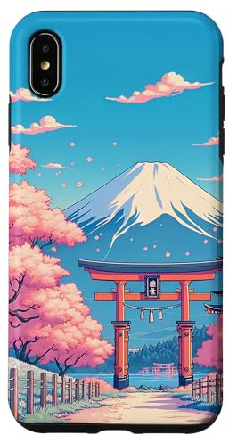 iPhone XS Max Anime Lofi Japanese Landscape Mount Fuji Torii Gate Case