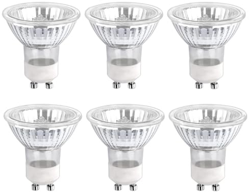 ShuoHui GU10 Halogenstrahler, 6 Stück Halogen Leuchtmittel Dimmbar Warmweiß, 230V 50W Halogen Reflekto für Wachswärmer, Scheinwerfer, Schienenlicht, kerzenwärmer licht (50, Watt)