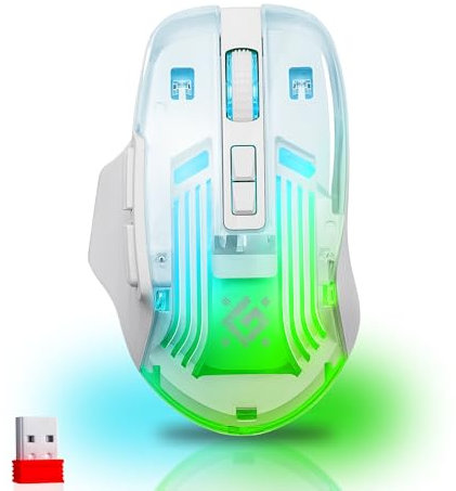 Defender® Astro Elite Kabellose Gaming Maus – 2.4 GHz Wireless, 3200 DPI, RGB, 5 Programmierbare Tasten, FIRE-Taste, 120 Std. Akku, USB-C, Ergonomisch, Für PC, Laptop, Gaming