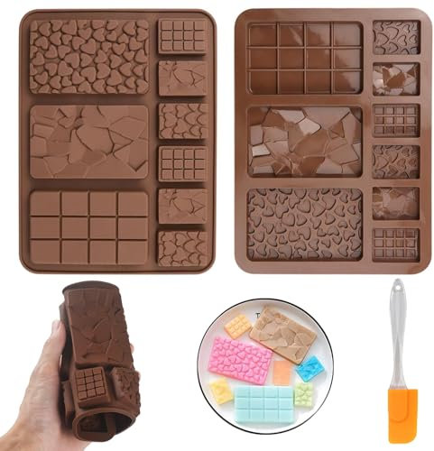 2 PCS Moule Silicone Chocolat, Moule Mini Tablette 12 Cavités Pieces en Chocolat Facile à Démouler pour Chocolats Maison, Pralines, Bonbon, Gaufres, Décoration de Gateau