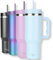 Milu Thermobecher 1200ml mit Strohhalm und Henkel 48h Eis/ 24h kalt/12h heiß Edelstahl Tumbler 40oz mit Griff Isolierbecher to go Isolierflasche Trinkflasche doppelwandig isoliert (Morning Blue, 1,2L)