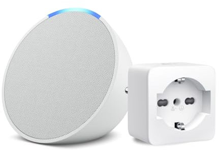 Echo Pop | Bianco ghiaccio + TP-Link Tapo Presa intelligente, compatibile con Alexa - Kit di base per Casa Intelligente