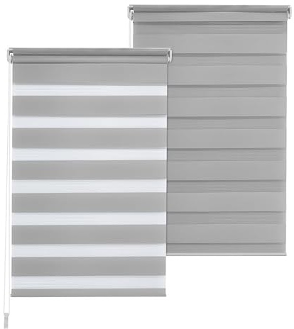Doppelrollo DuoRollo Klemmfix ohne Bohren Seitenzug Fenster Rollo hellgrau B 85cm (81cm Stoffbreite) x H 210 cm