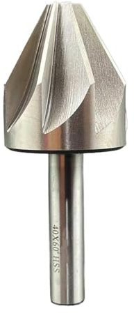 1 foret à fraiser HSS de 6 à 50 mm de diamètre, fraise à chanfreiner à 60 degrés, 6 cannelures/8 cannelures, tige ronde, fraise à chanfreiner for métal, bois et plastique(40mm 60 degrees)