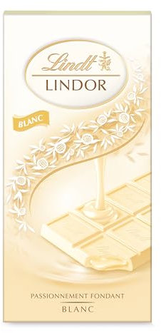 Lindt - Tablette LINDOR - Chocolat Blanc - Cœur Fondant, 100g