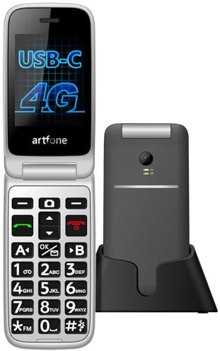 artfone G3 4G Móvil para Mayores Libre | Botón SOS, Base de Carga, Altavoz, marcación rápida | Teléfono con Tapa Simple | Menú en español, Pantalla a Color de 2,4 | Teclas Grandes