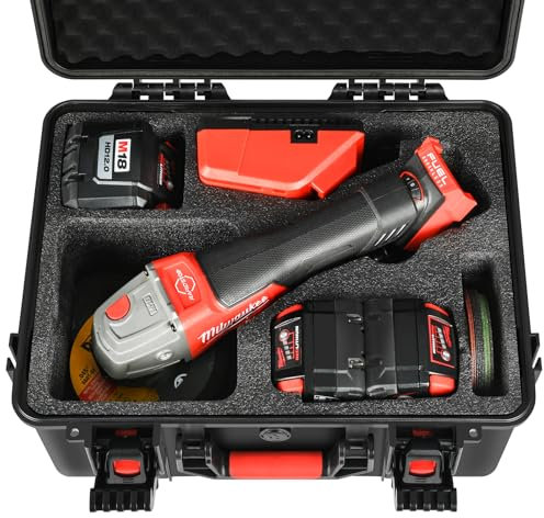 Koffer für Milwaukee M18 Winkelschleifer, Werkzeugtasche für kabellosen M18-Winkelschleifer, wasserdicht und stoßfest, Werkzeugkasten für Milwaukee Winkelschleifer, Schneidräder, Akku, Ladegerät,