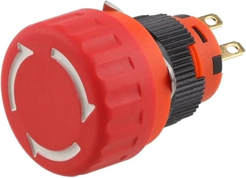 Interruptor 2 piezas 16mm parada de emergencia seta botón interruptor plástico autoblocante 1no1nc perilla interruptor giratorio