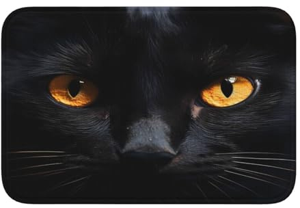 Mexpekil Black Cat Animal Eyes Absorbent Doormats 40x60 cm, Non Slip Indoor Outdoor Door Mats, Floor Mats for Home Kitchen