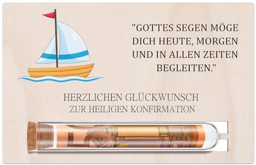 Otuuz Konfirmation Geldgeschenk Holz Konfirmationskarte Reagenzglas Jungen und Mädchen Geldgeschenk für Kommunion oder Firmung