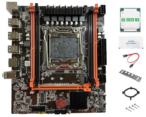 Gvvsjgdbis - Placa base X99E + procesador E5 2673 V3 + pasta térmica + soporte 4XDDR4 RECC RAM + tarjeta PCIEX16 NVMe Gigabit LAN para ordenador de sobremesa