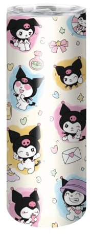 HOOKTA Kuromi Botella de agua de acero inoxidable con tapa deslizante, 590 ml, acero inoxidable, para deporte, a prueba de fugas, reutilizable, para gimnasio, deportes (amor)