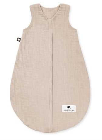 Julius Zöllner Musselin Sommerschlafsack sand, Größe 90 | aus weicher Musselin Baumwolle, sicher und schadstoffgepüft, ideal für warme Sommernächte
