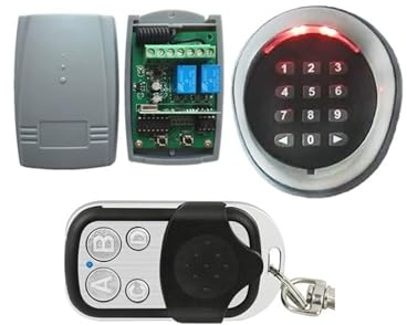 Tastiera senza fili for porta automatica/porta del garage/cancello a battente/apricancello scorrevole telecomando e ricevitore for vialetto,Progettato Per Un Servizio Duraturo(Noir)