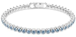 Swarovski Imber Emily Tennis Armband, Rundschliff, Blau, Rhodiniert