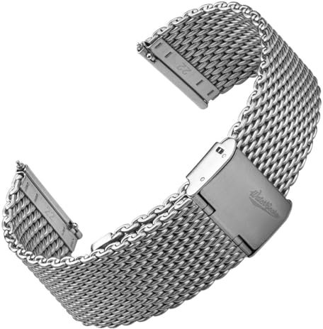 WatchGecko Classic Mesh Watch Strap, 19mm, Satin Brushed Finish. Men's Replacement Stainless Steel Band. Quick Release Spring Bars for Easy Changes