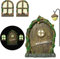Pumwoy Feentür Wichteltür 1 Wichteltür + 2 Wichtelfenster+1 Lampe, Wichteltür Gartendeko Leuchten im Dunkeln, Feengarten Tür Miniatur Elfen-Tür Wichteltür, Miniatur Fairy GNOME Home Fenster und Tür