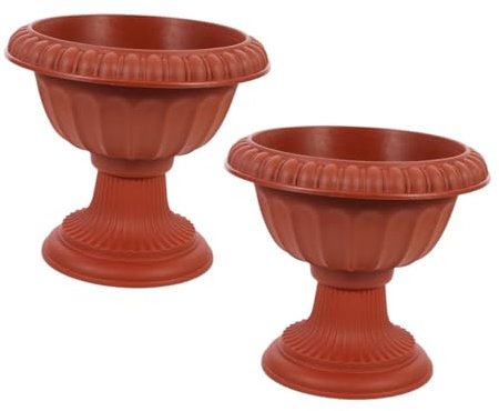 PRETYZOOM 2pcs European Style Roman Flower Pot Classic Urn Planter Decorative Flower Vase for Wedding Garden Table Centerpiece Outdoor Home Decor