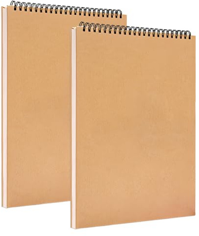 2 Stück Zeichenblock A4 Skizzenbuch,120gsm Blanko Skizzenblock Spiralgebundenes Zeichenblock,60 Blättern/120 Seiten Hartfaserplatte Säurefreies für Zeichnen,Skizzenblock A4 für Künstler,Erwachsener