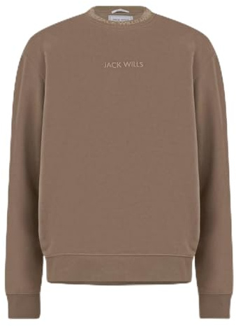 Jack Wills Mens Jacquard Crew Sweatshirt Long Sleeve Cotton Fawn L