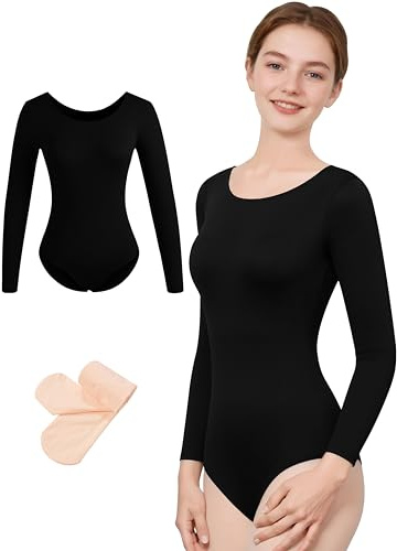 Babene Women's Team Basic Long Sleeve Ballet Leotard for Dance with Tight, Full Front Lining (ZF4028ZH-06-M)