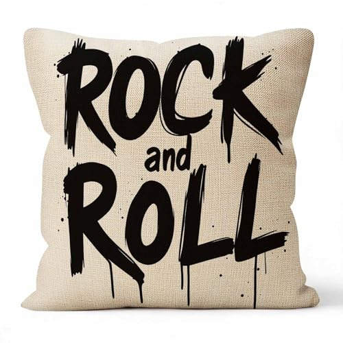 SSOIU Throw Pillow Covers Old Hand Draw Sketch Rock and Roll Cushion Pillow Case Home Decor Pillowcase 18x18 Inches