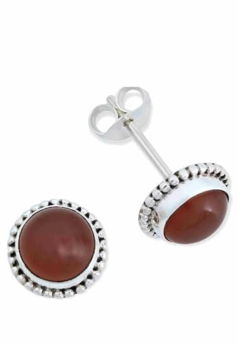 Ohrstecker 925 Silber Karneol orange roter Stein Edelstein Ohrringe echt Silber Damen Sterling Silber Stecker Geschenk(MOS-041-16)