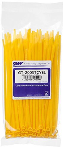 GW Kabelbinder-Technik Kabelbinder 200 x 4,8 mm, 100 Stück, gelb, GT-200STCYEL