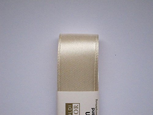 Stoff- Band Doppelsatin von Goldina 40 mm / 3 m. Satinband in der Farbe Champagner Creme -021