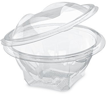 GUILLIN - SEKIPACK SLR370CC SACHET DE 50 Bol Salade 370cc A Couvercle Charniere Sécable, Polyéthylène, Transparent, 13,6 x 13,6 x 7,7 cm