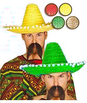 FIESTAS GUIRCA Sombrero Mejicano 45cm Paja - Sombreros, Gorros, Cascos y Diademas