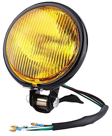 5 Round Motorcycle LED Headlight, Keesno 12V Universal Retro motorcycle headlight Front Head Lights for Choppers Cafe Racer Headlight (Amber len) Automotive Lighting