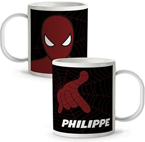 LolaPix Taza Superhéroes Personalizada con Nombre | Plástico | Vuelta al cole | Varios Diseños y Colores Interior | Araña