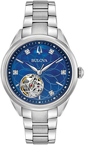 Bulova Damen Analog Automatik Uhr mit Edelstahl Armband 96P191