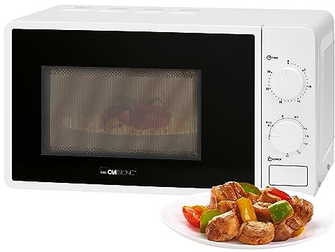 Clatronic® Mikrowelle mit Grill | 800 Watt | 5 Stufen | 20 Liter Garraum | 360° Drehteller | Timer mit Endsignal | inkl. Grillrost | Microwelle | Microwellengerät | MWG 792 weiß