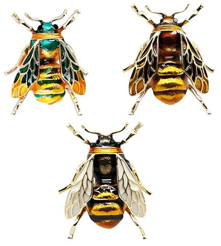 CAILI 3 PCS Bienenbrosche, Personalisierte Tropfbrosche, Vintage Insektenbrosche, Exquisite, Perfekte Accessoires für Männer und Frauen (gelb + weiß + grün)