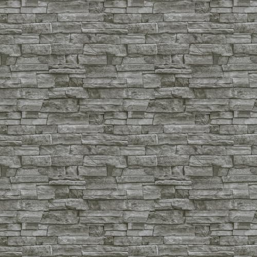 Timeet 17.7x197 Brick Wallpaper Grey Stone Textured Peel and Stick Contact Paper Self Adhesive Wallpaper Removable 3D Slate Stone Brick Effect Home Decoration for Kitchen Lounge Waterproof