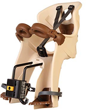 b bellelli Freccia - Seggiolino Bici Anteriore - Attacco B-Fix - Si Fissa al Telaio - dai 9 Mesi ai 3 Anni - Max 15 kg - Colore Beige-Brown
