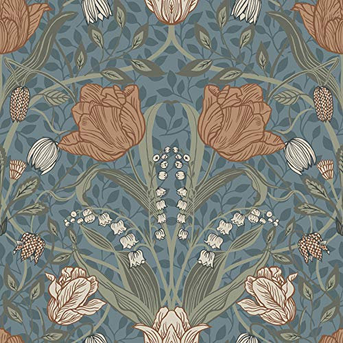 33009 - Apelviken Leafy Vines Blossom Blue/Blush Galerie Wallpaper