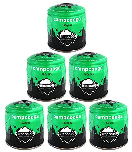 campcooga 6X Stechkartusche 190g Butangas für Kocher, Lampen, Bunsenbrenner (6X 190g Stechkartusche)