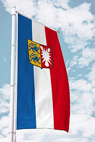 Deitert Bundesland-Flagge Schleswig-Holstein – 150x500 cm Schleswig-Holstein Flagge mit Wappen, Fahne für Ausleger aus reißfestem Polyester