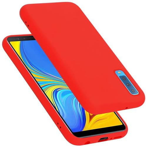 Cadorabo cover compatibile con Samsung Galaxy A7 2018, cover in silicone liquido per Galaxy A7 2018, custodia in silicone, resistente ai graffi e agli urti sottile cover protettiva - LIQUID ROSSO