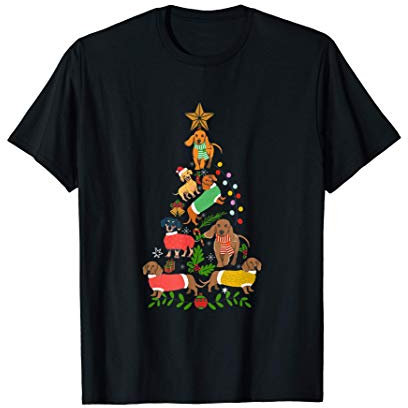 Carino Natale Bassotto Albero di Natale Vestiti Cane Amante Maglietta